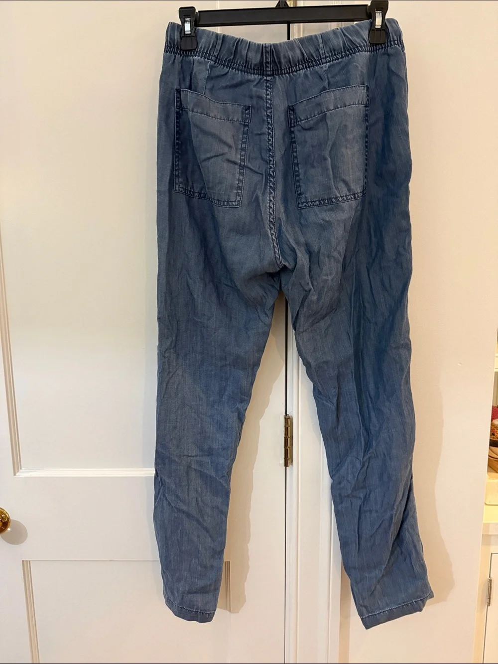 Light Blue Drawstring Denim-Style Joggers - Picture 4 of 6